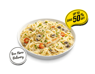 Creamy fettuccine Alfredo with sale offer
